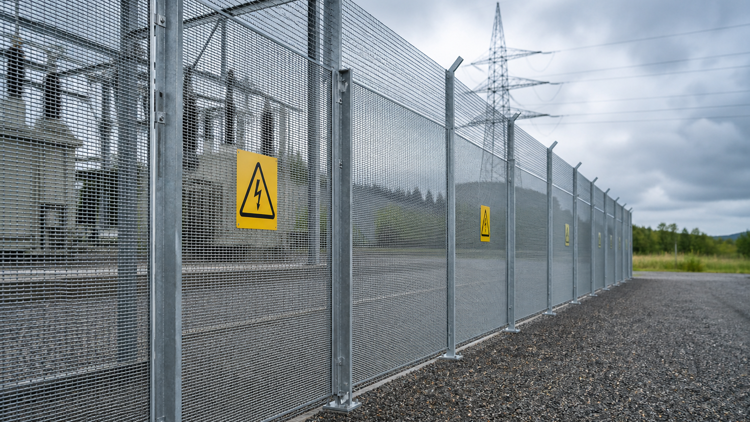 358 übersteighemmender und 2D 4/6/4 Schweißgitterzaun um ein Bahnunterwerk