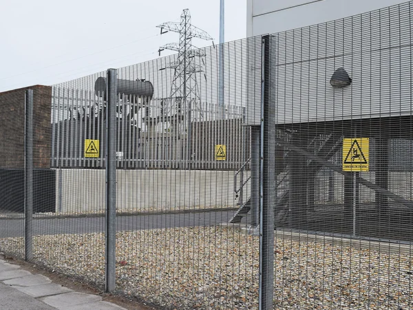Substation-style perimeter with signage